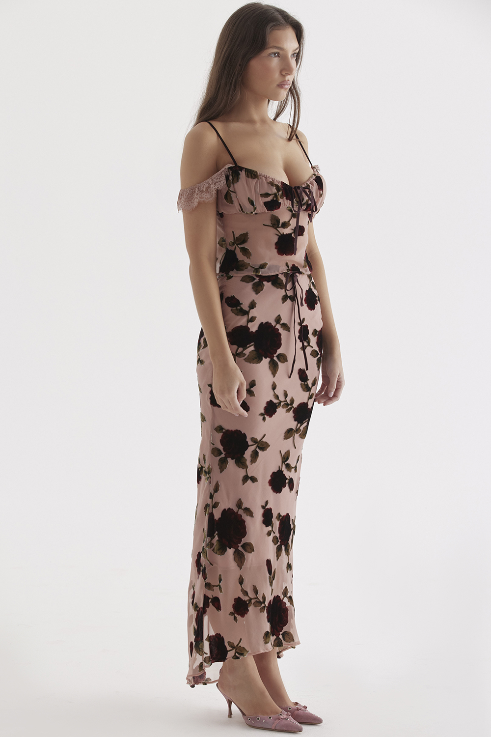 Imaan Dusty Pink Devore Maxi Skirt
