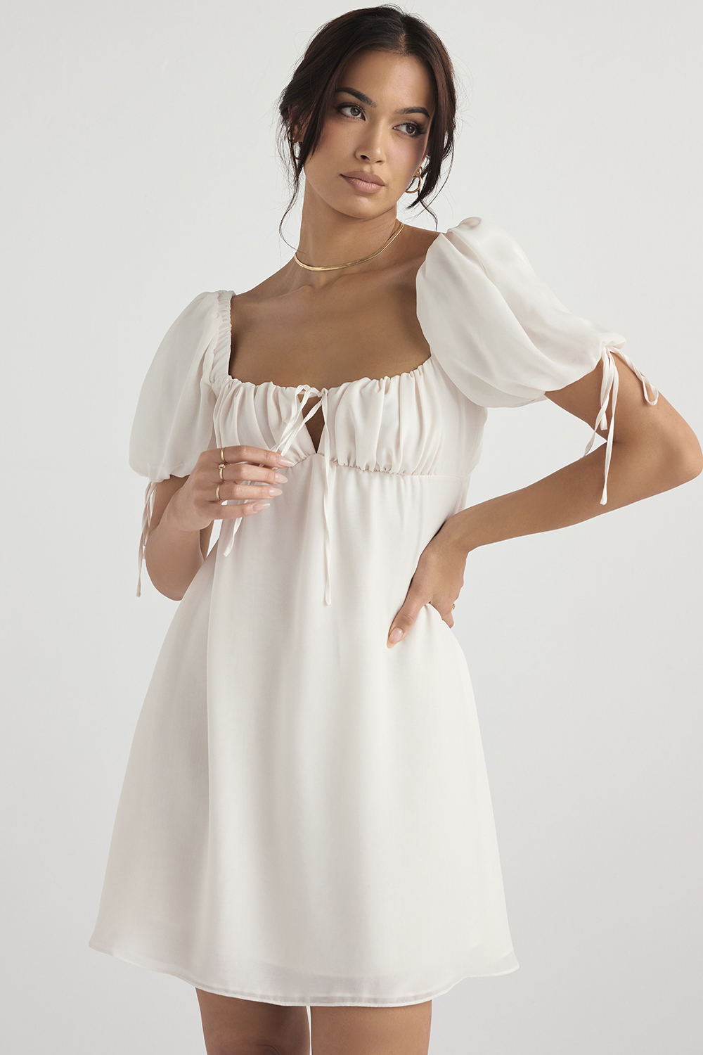 Princess Ivory Georgette Mini Dress - SALE