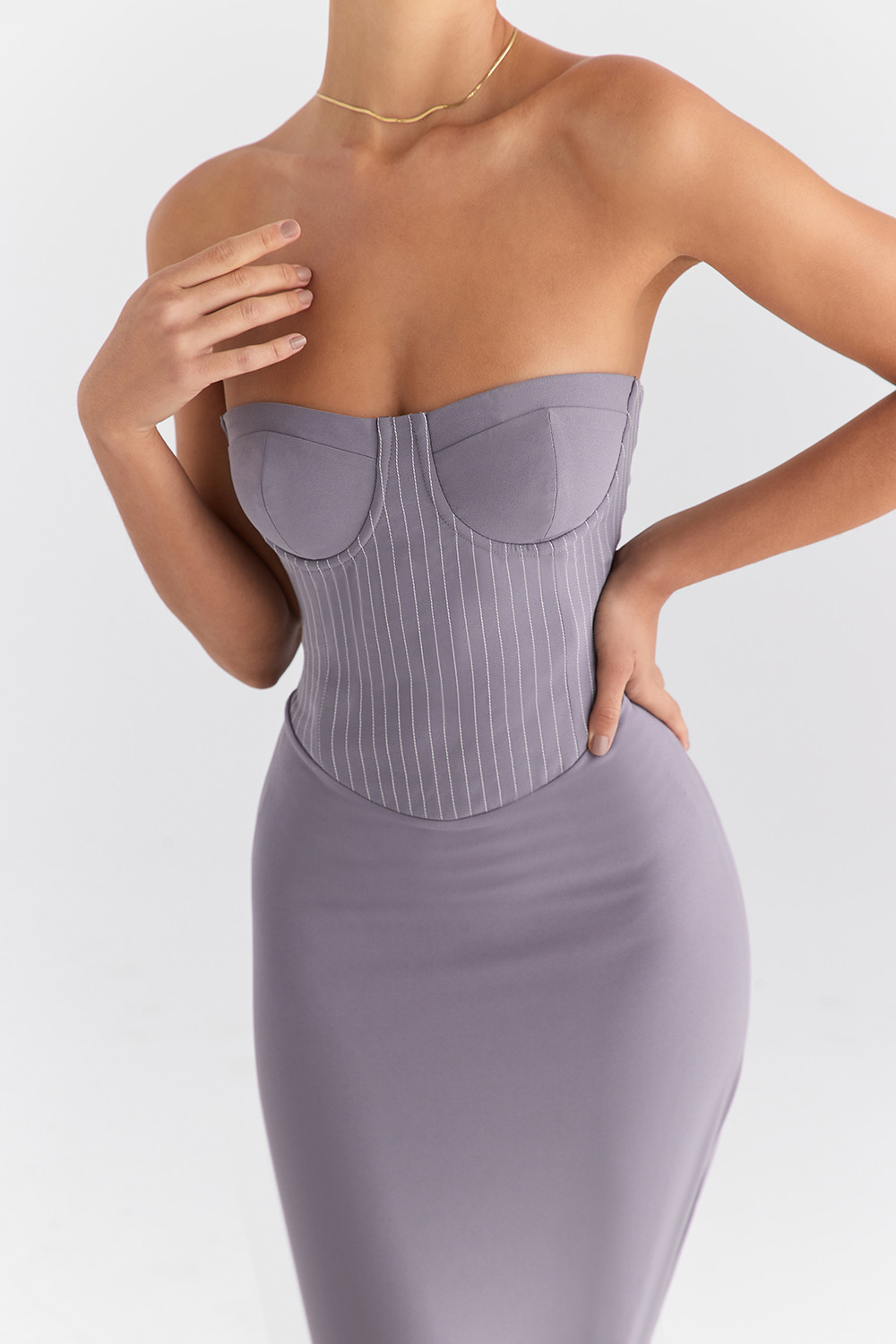 Mistress Rocks Slate Strapless Midi Dress - SALE