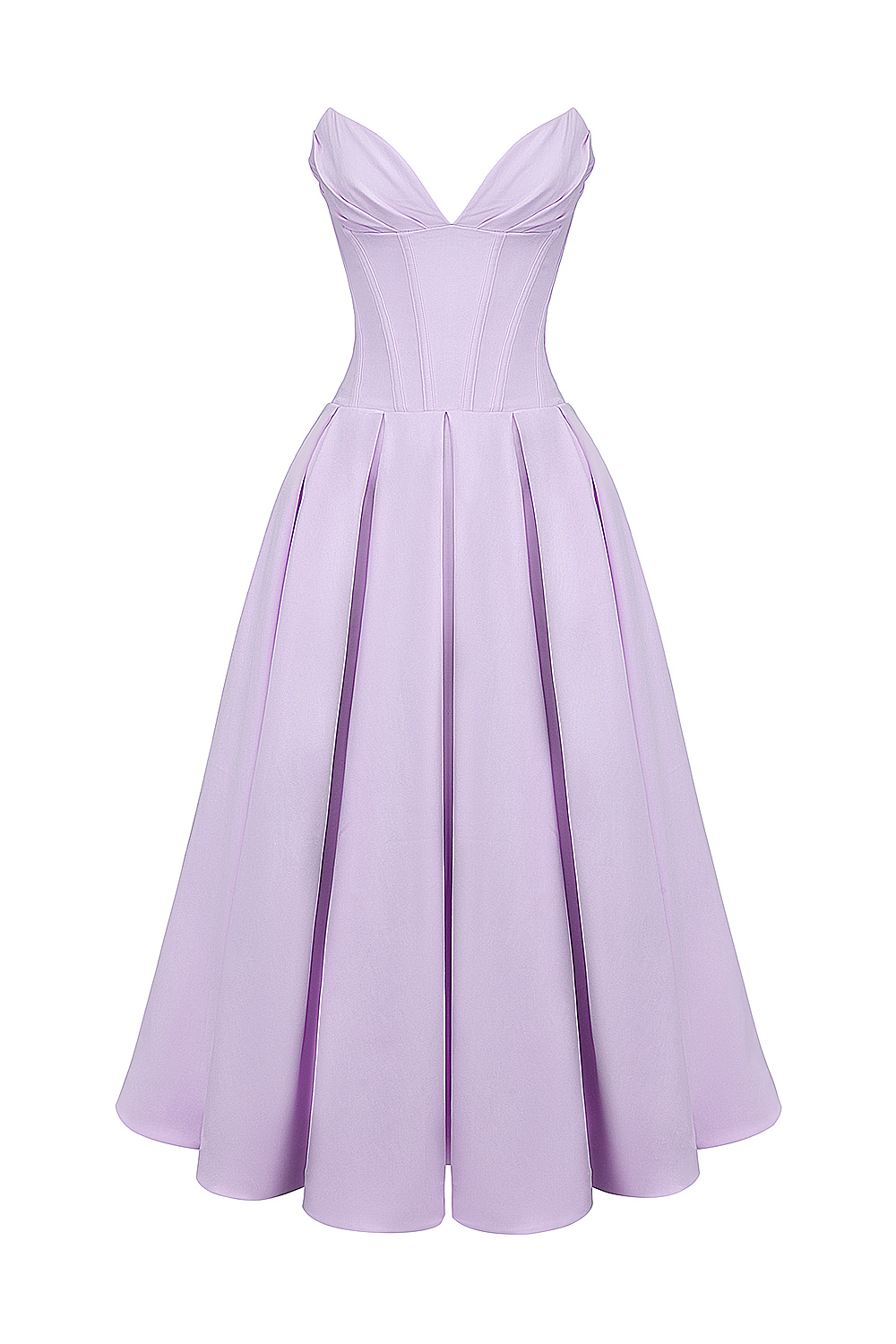 Lady Orchid Twill Strapless Tulle Midi Dress