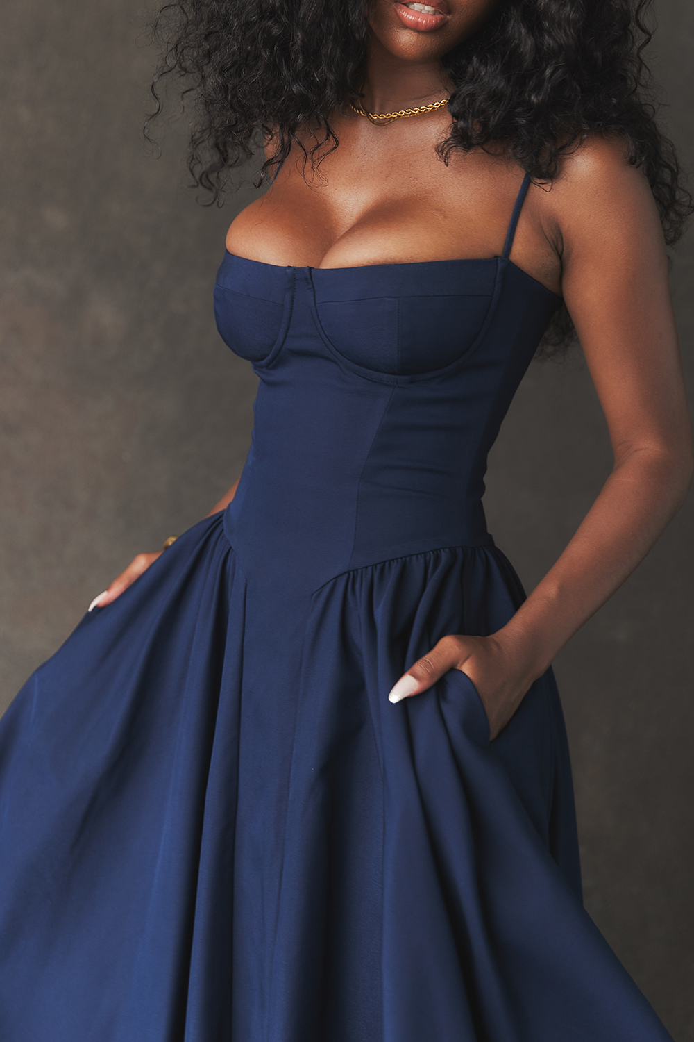 Samaria French Navy Corset Sundress