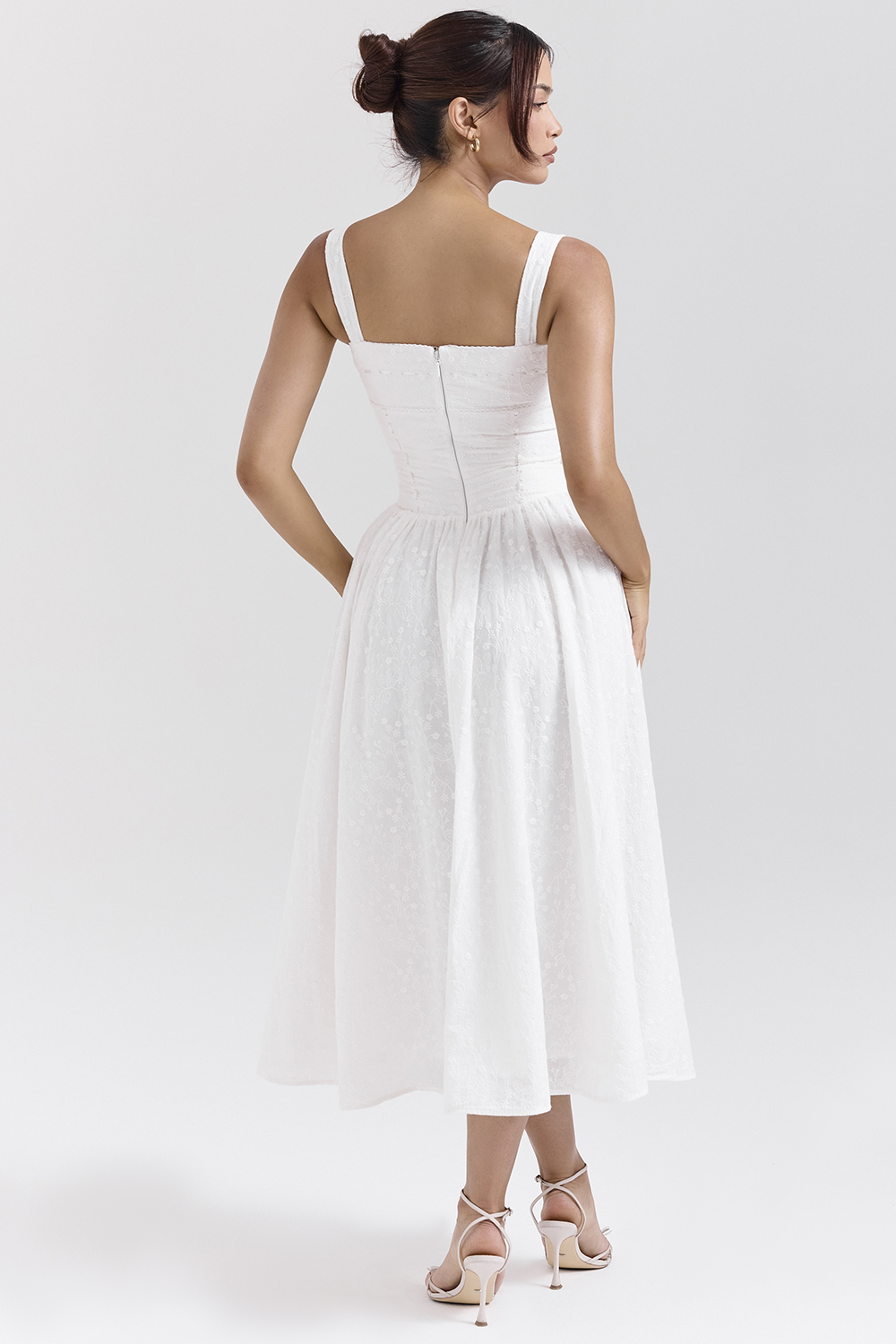 Vivien White Broderie Anglais Midi Sundress