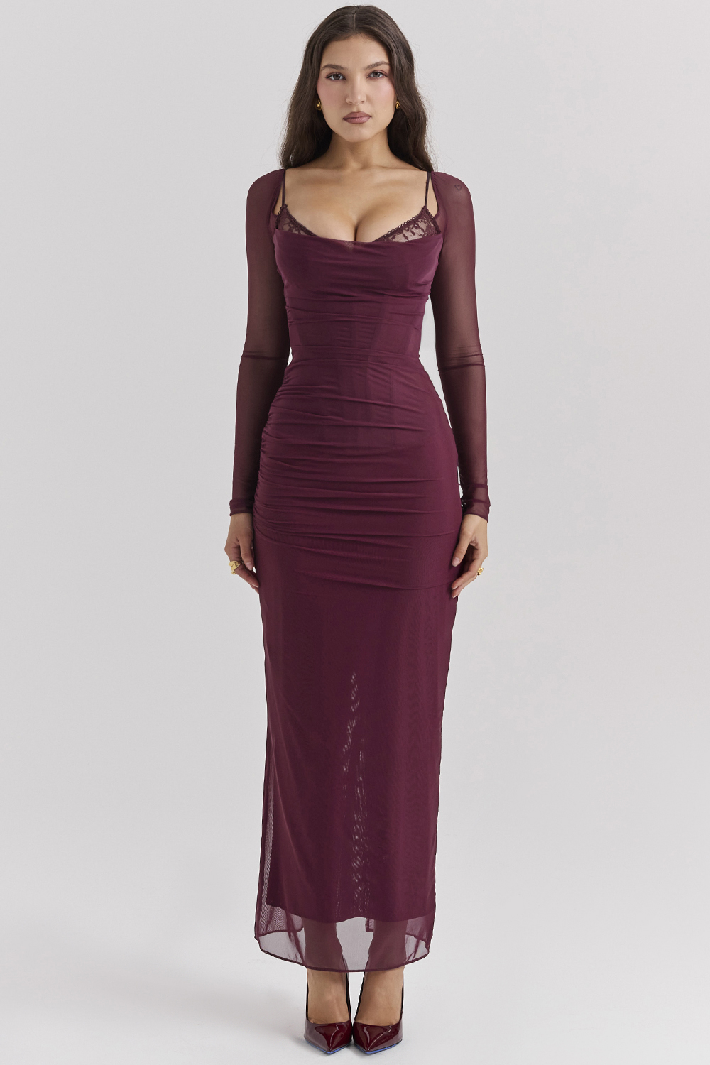 Katarina Wine Maxi Dress