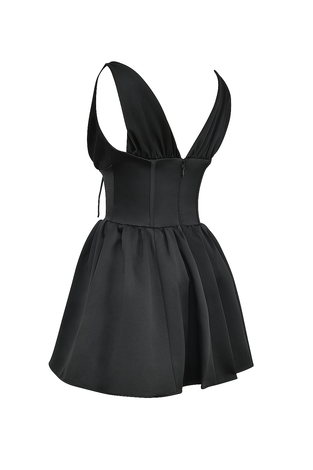 Emmeliette Black Satin Mini Dress - SALE