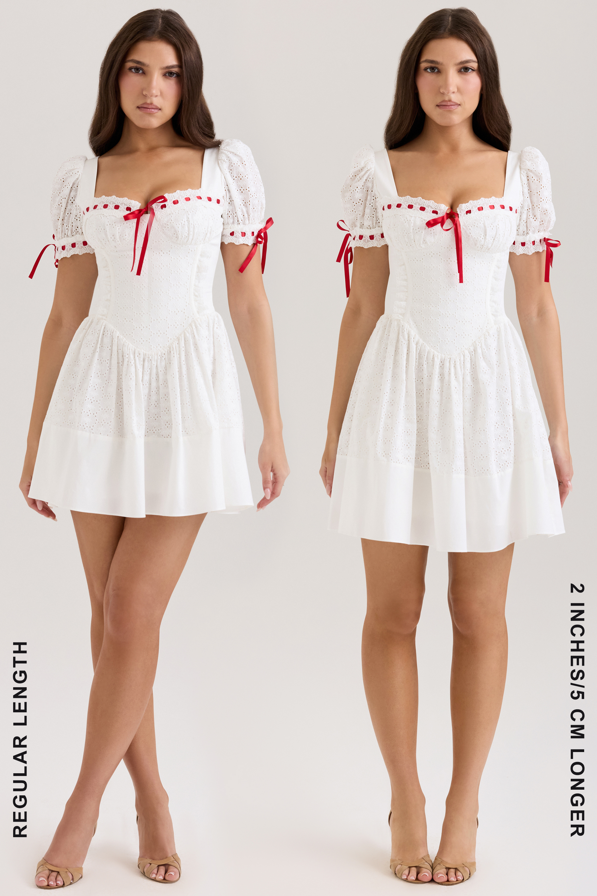 Jana White Broderie Anglaise Puff Sleeve Mini Dress