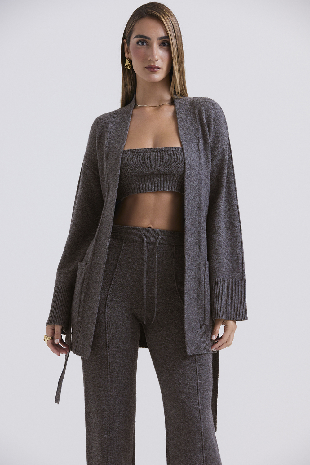 Alaia Charcoal Cashmere Blend Belted Cardigan - SALE