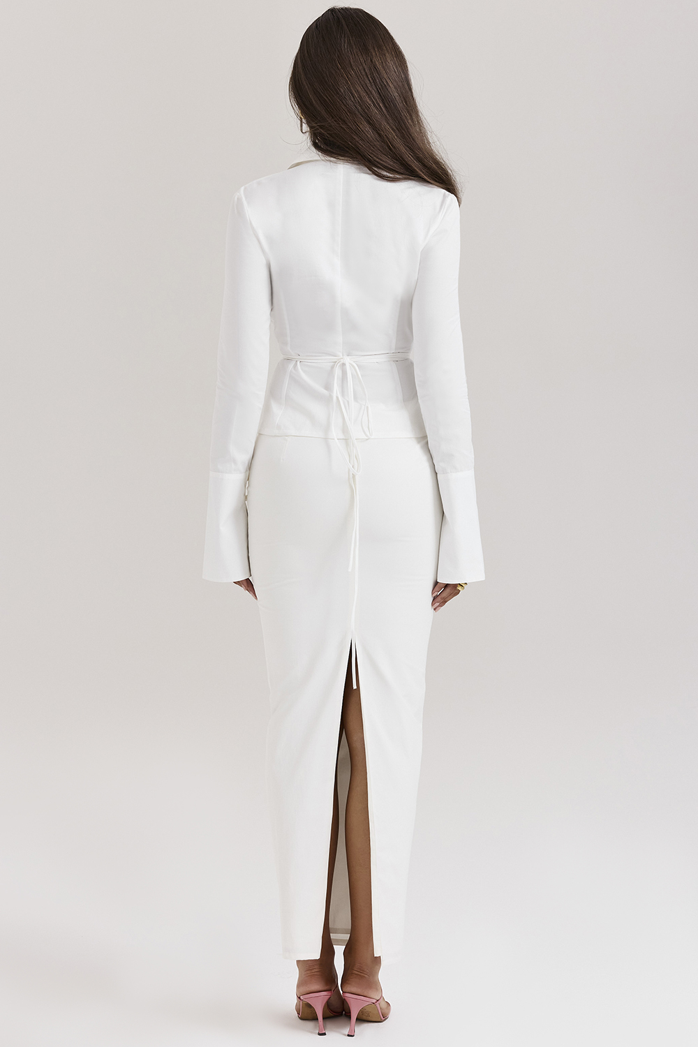 Eden White Cotton Twill Maxi Skirt