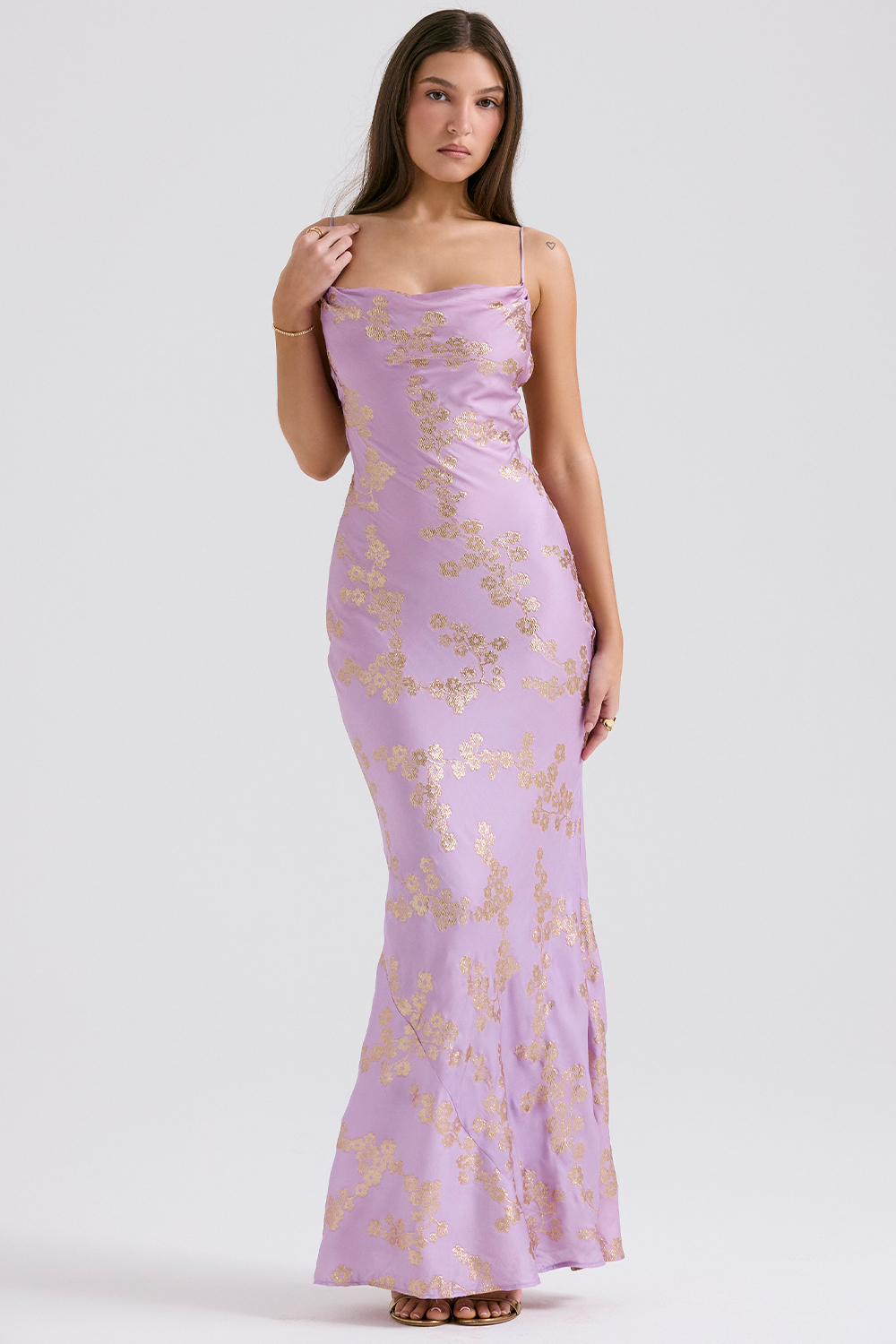 Capriana  Orchid Jacquard Satin Gown