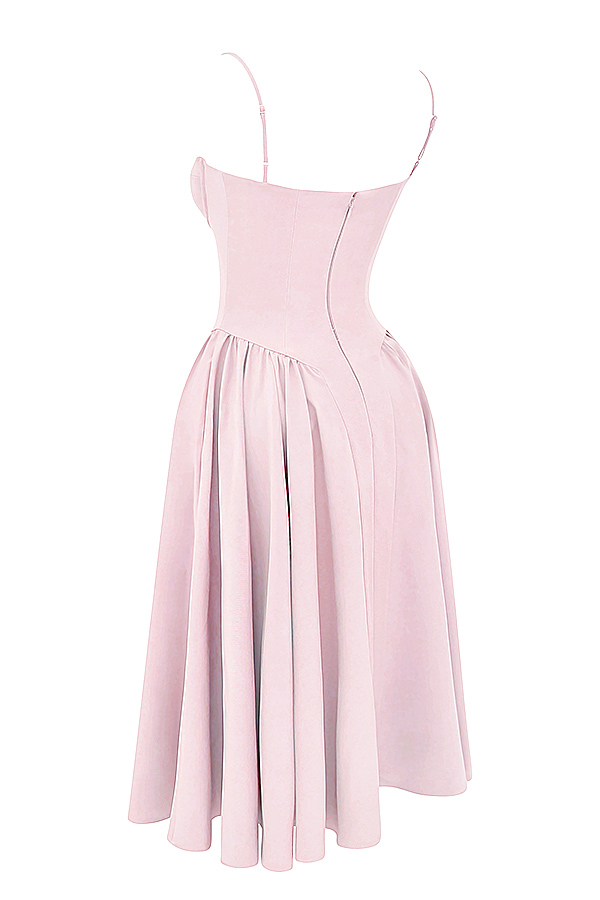 Samaria Ballerina Pink Twill Corset Midi Dress