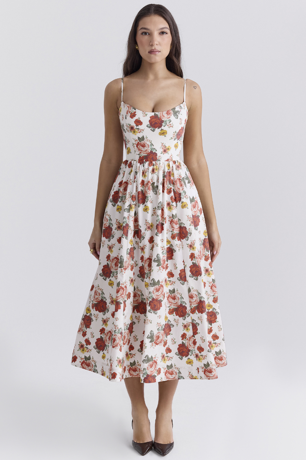 Lolita Italian Rose Print Cotton Corset Sundress