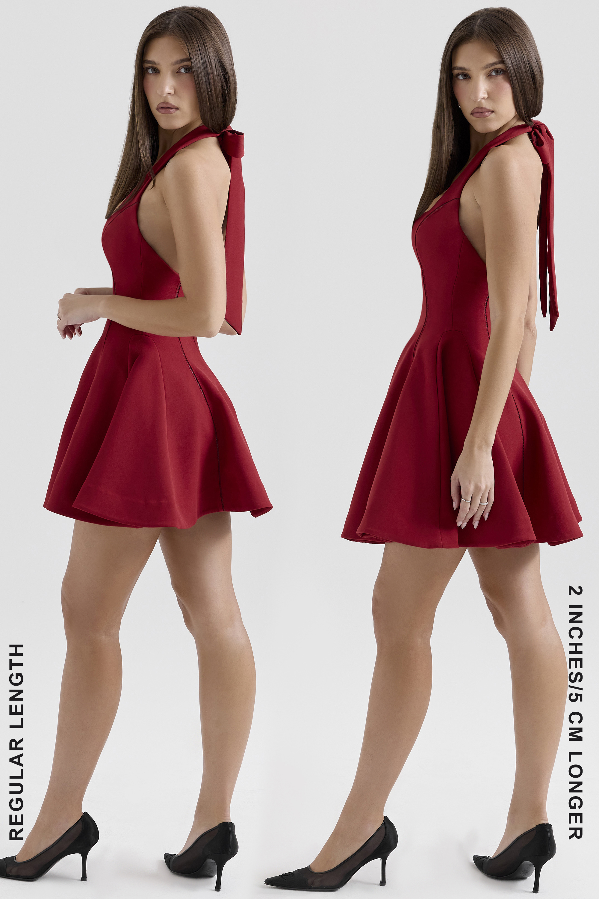 Loulette Red Halter Neck Bow Mini Dress