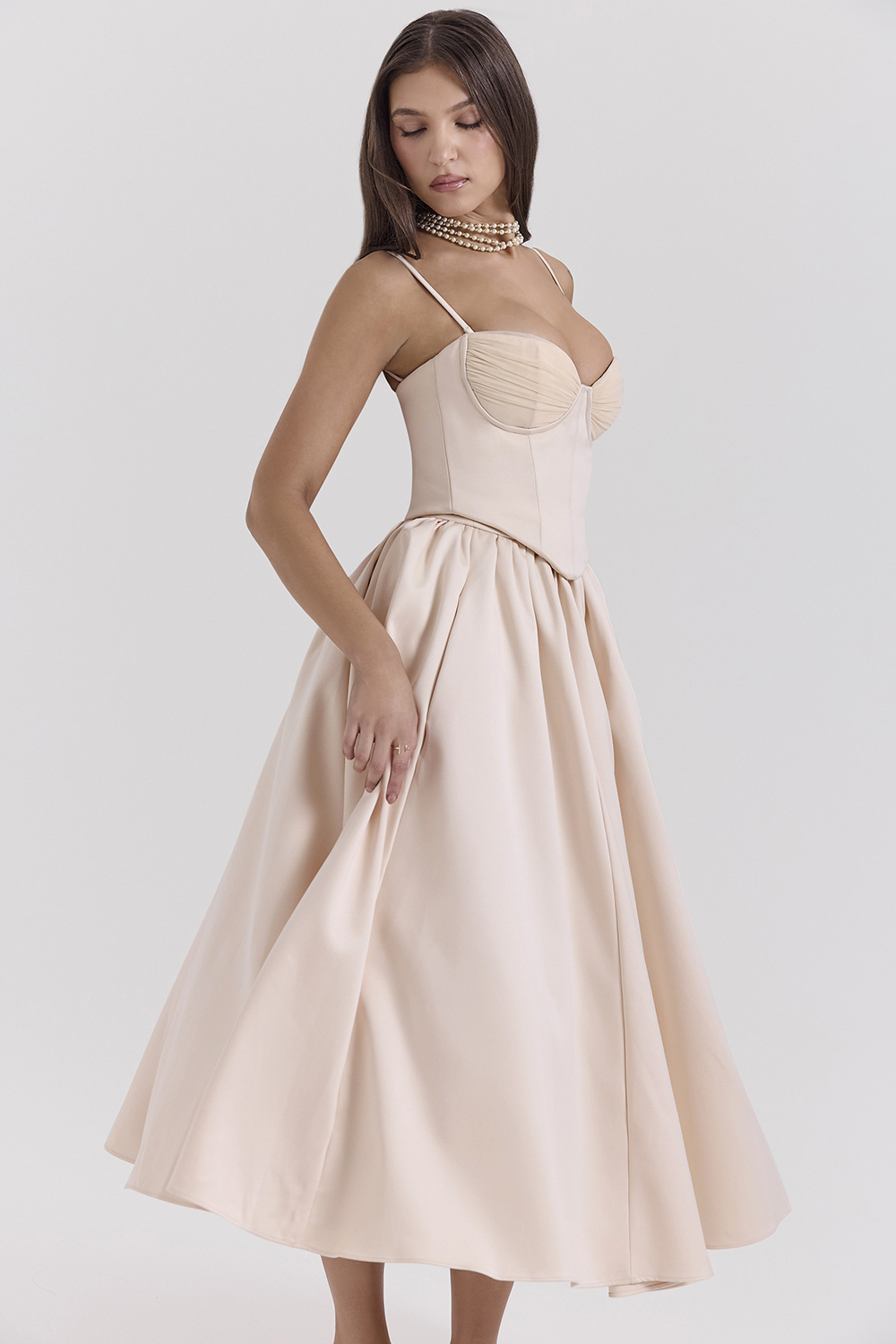 Perfect Peach Satin Corset and Skirt - SALE
