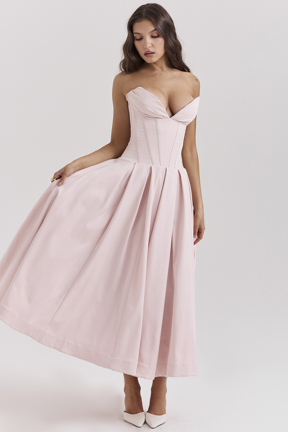 Lady Ballerina Pink Strapless Midi Dress