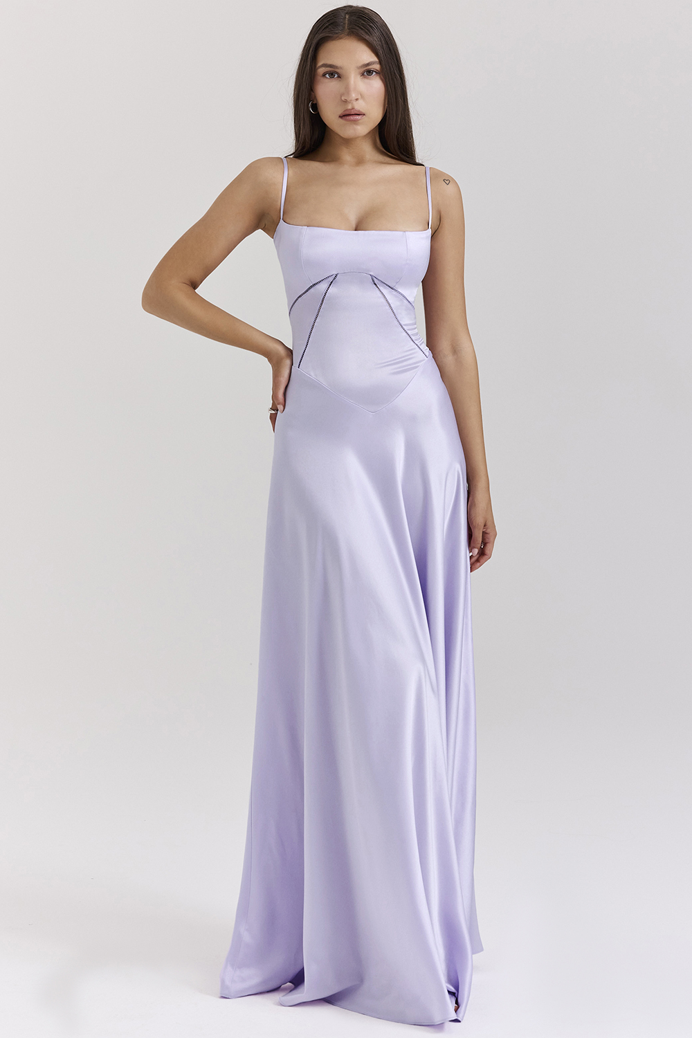 Anabella Orchid Lace Up Maxi Dress