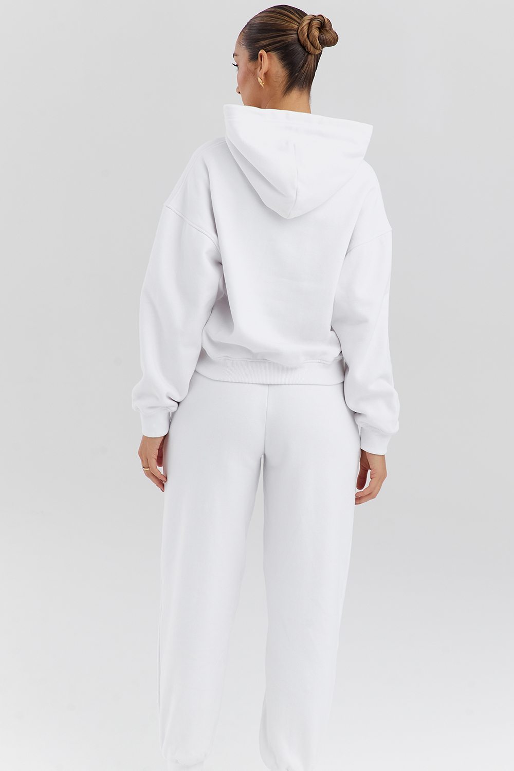 Muse White Cotton Fleece-Back Hoodie