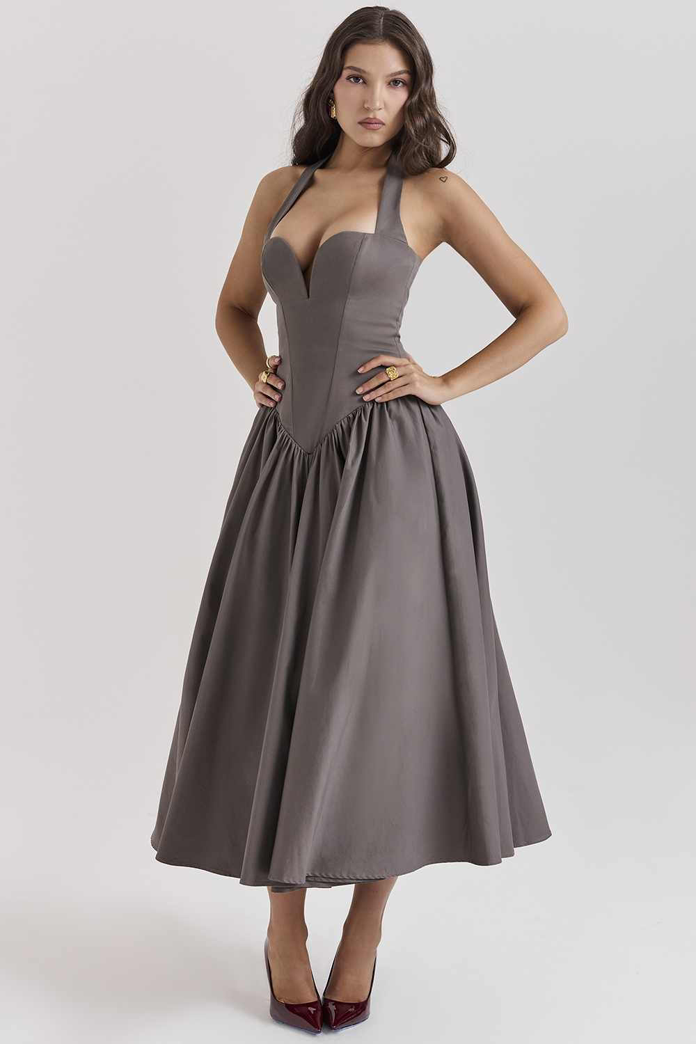 Coquette Smoke Halter Midi Dress