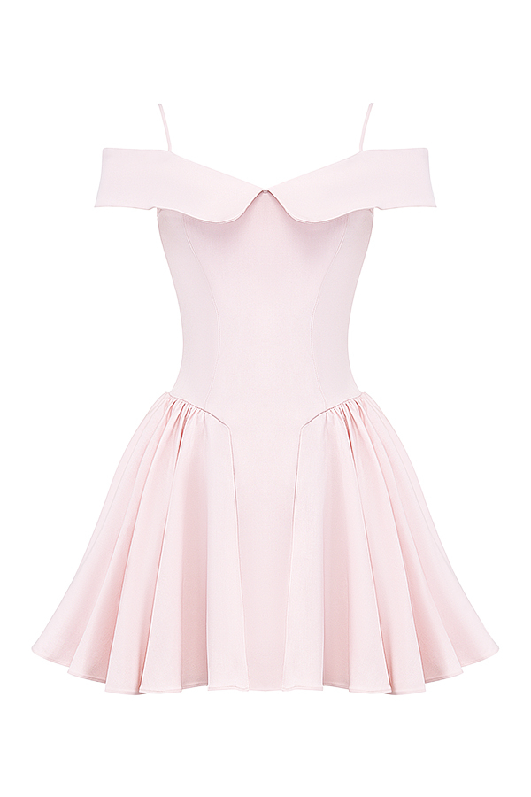 Elida Ballerina Pink Off Shoulder Mini Dress