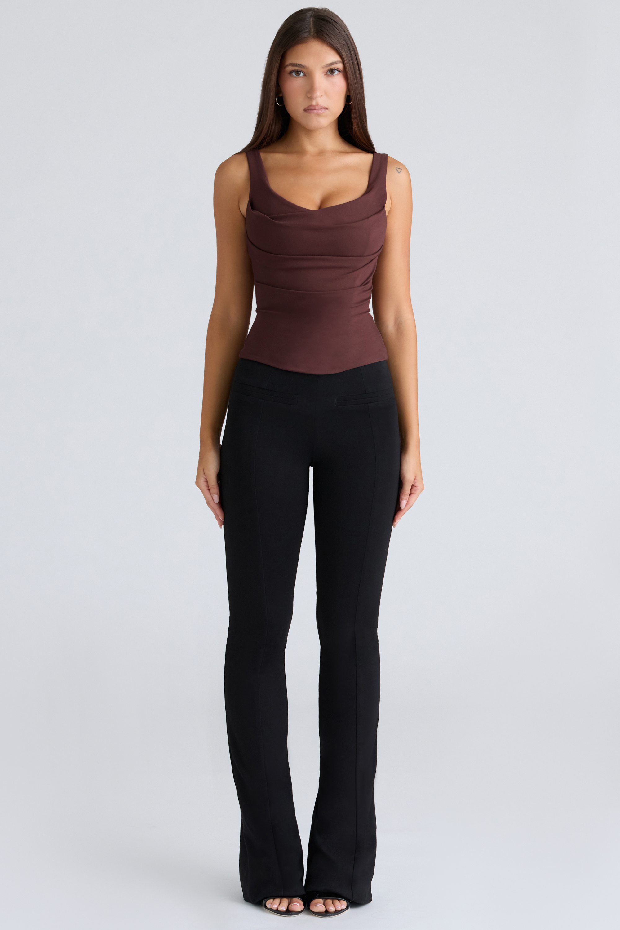 The Drape Neck Chocolate Corset Top