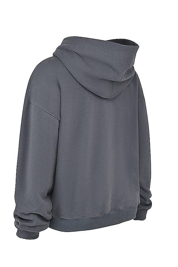 Mirage Slate Cotton Fleece-Back Zip Through Hoodie