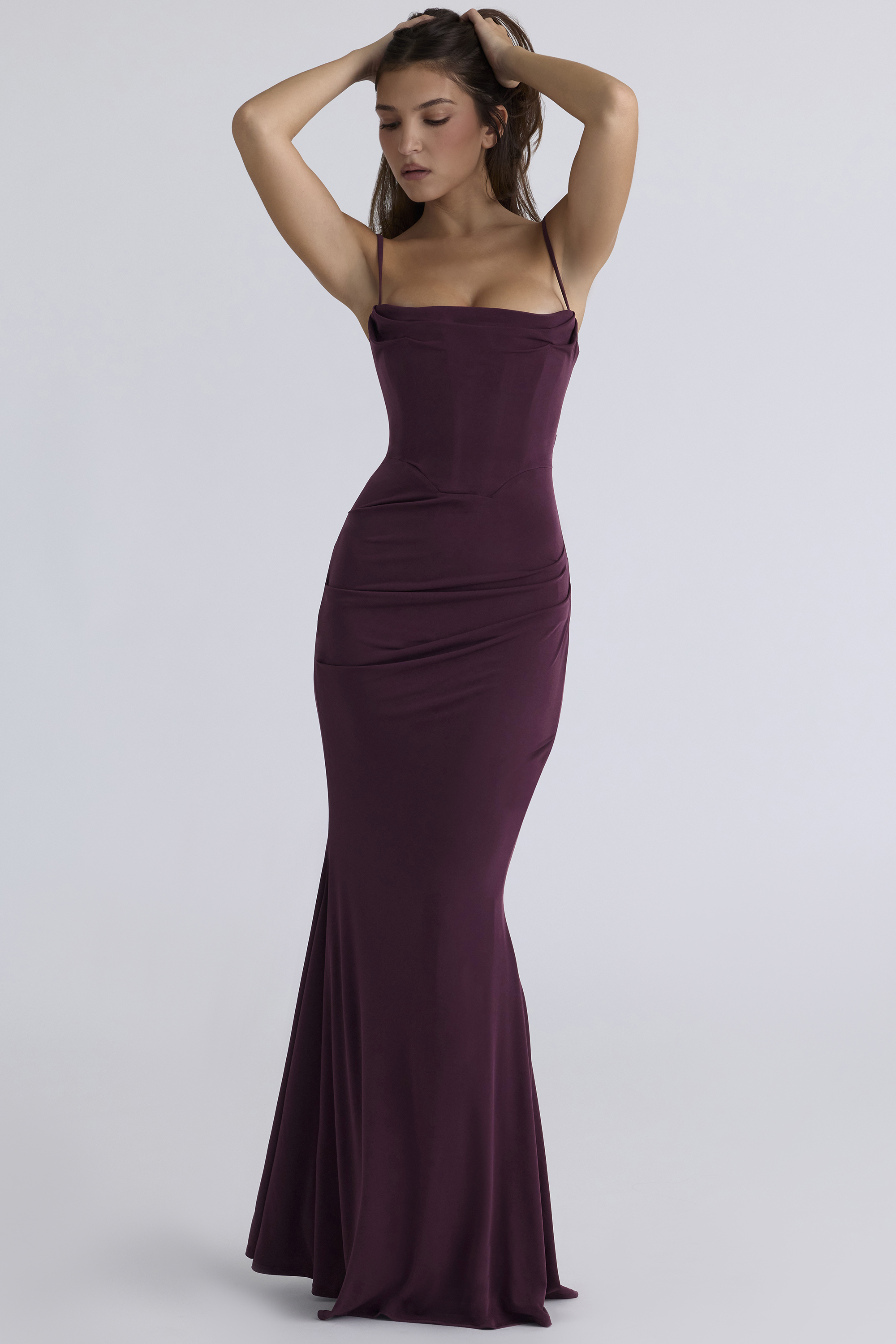 Milena Dark Cherry Corset Maxi Dress