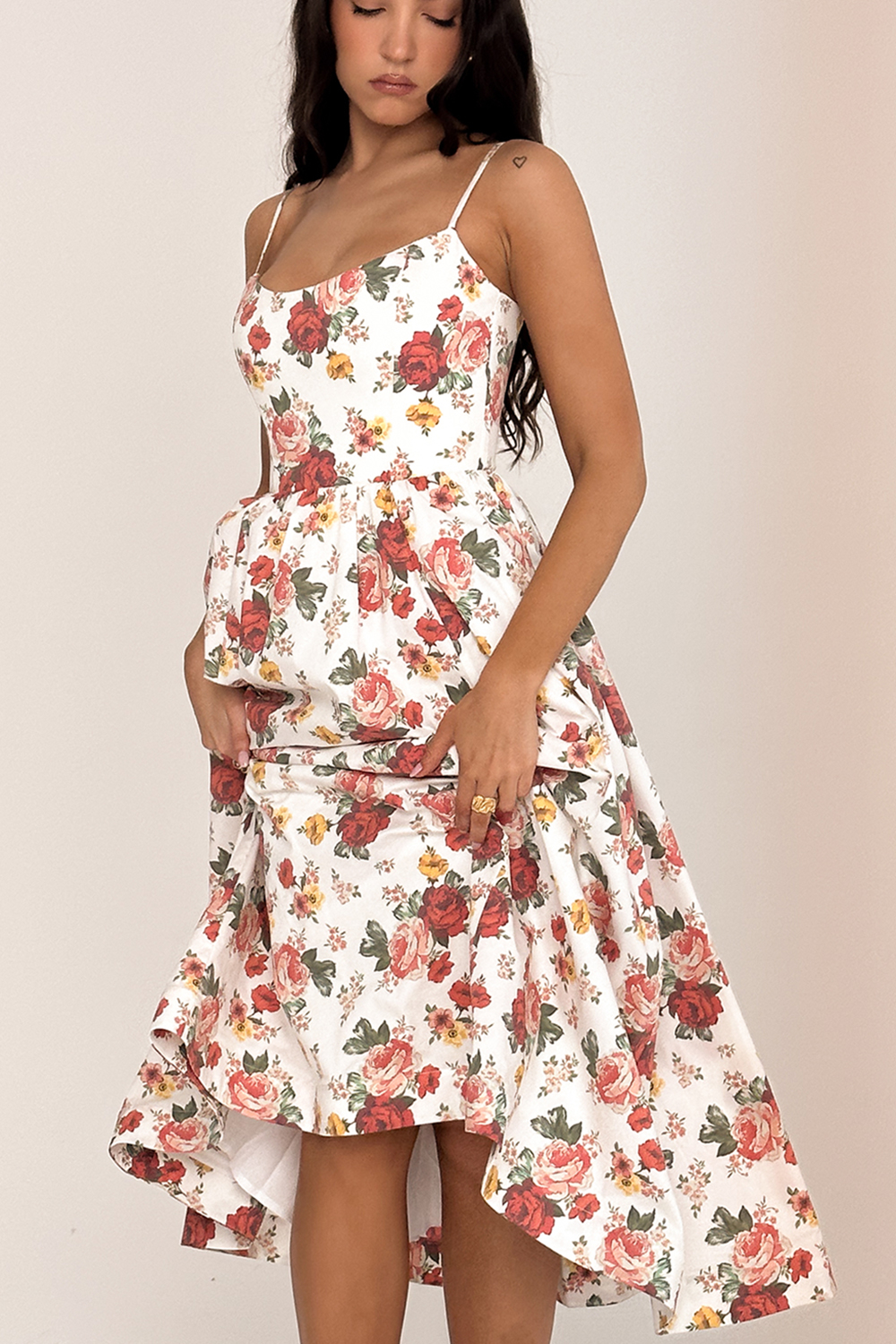 Lolita Italian Rose Print Cotton Corset Sundress