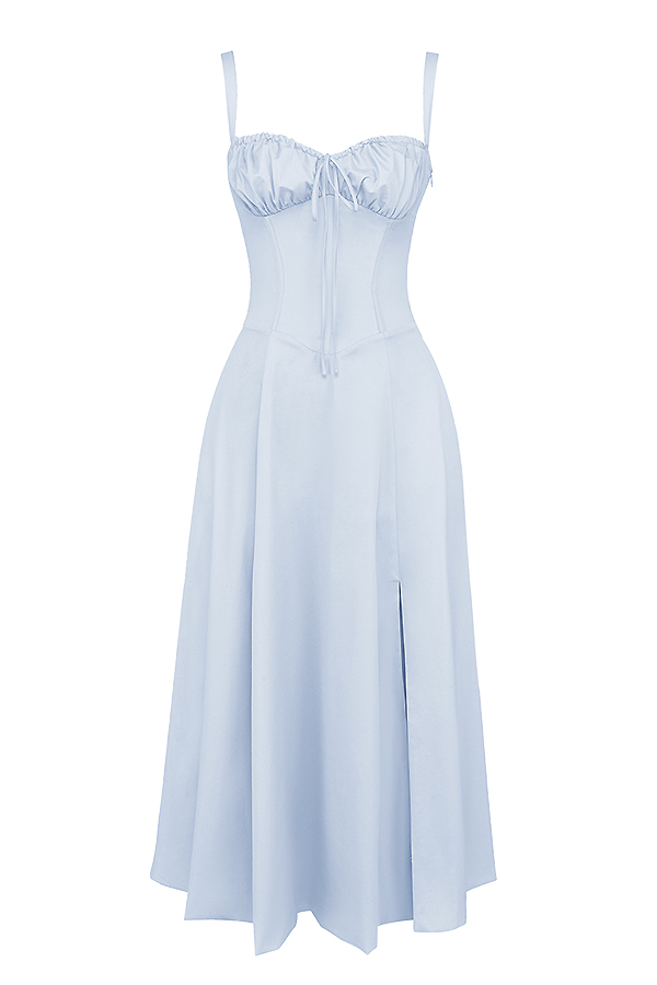 Carmen Soft Blue Cotton Bustier Sundress