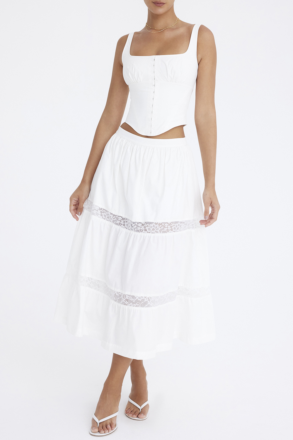 Mistress Rocks White Panelled Midi Skirt - SALE