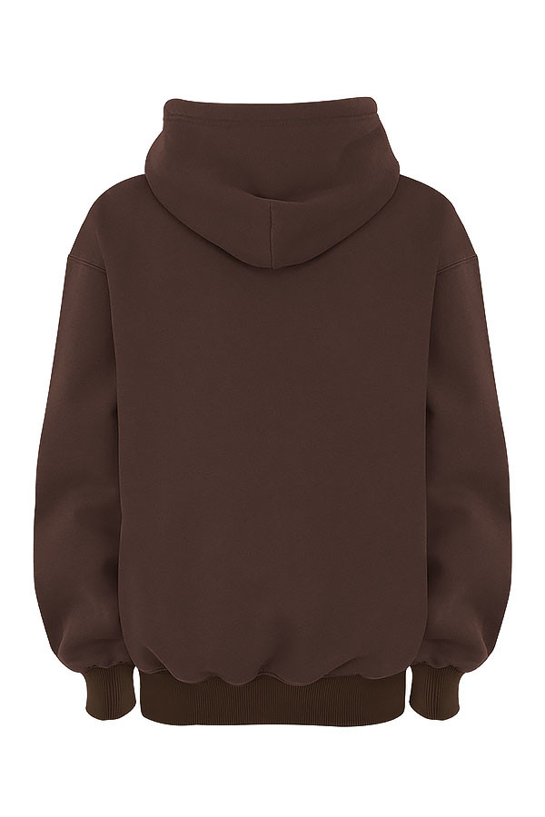 Halo Chocolate Cotton Fleece-Back Oversized Hoodie