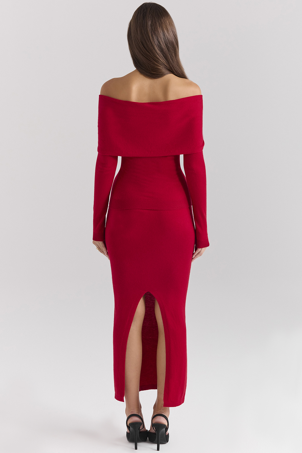 Faith Holly Red Cashmere Blend Midi Skirt