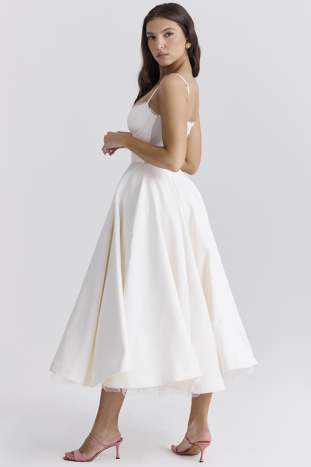 Mademoiselle White Tulle Midi Dress