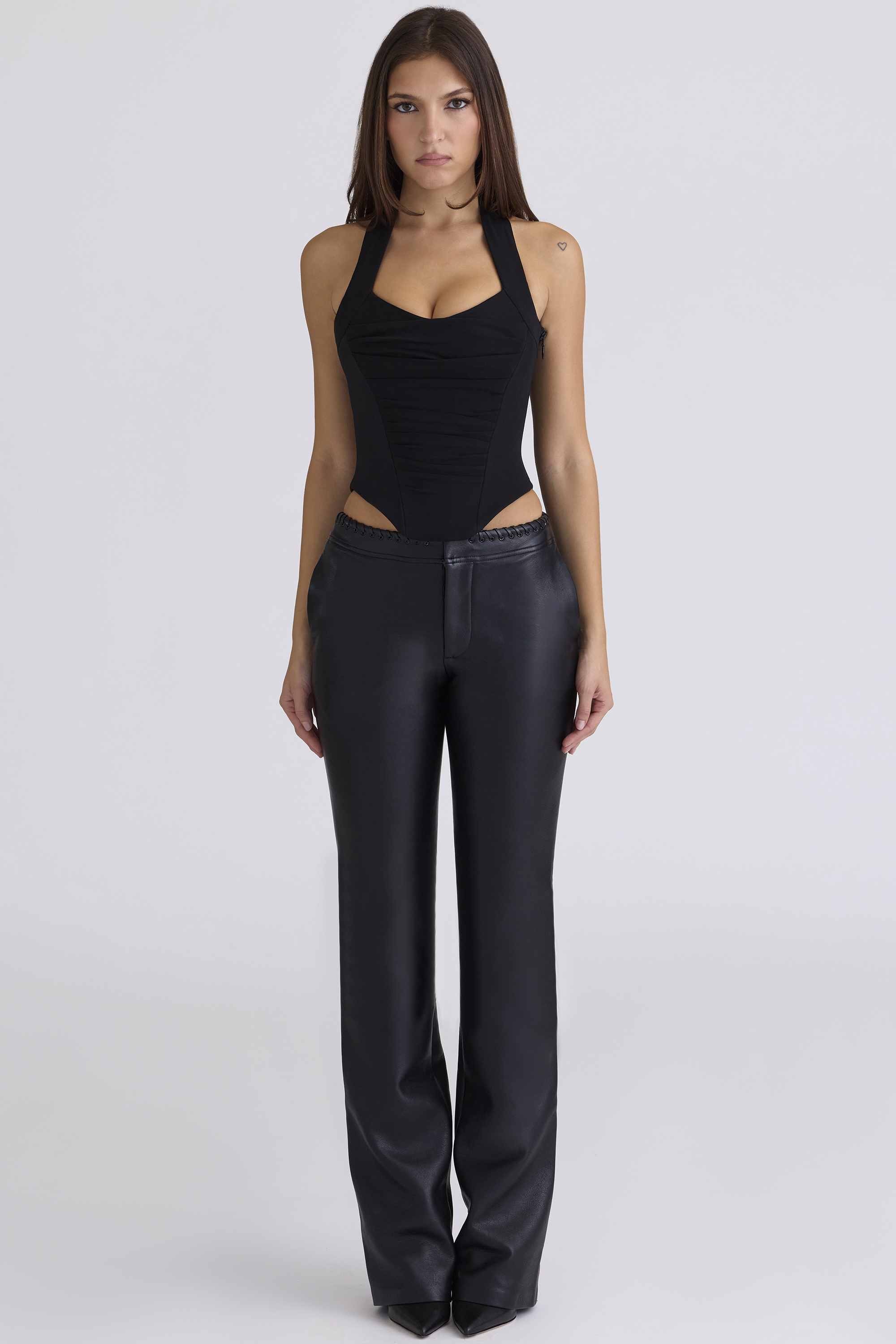 Sahar Black Sculpting Halter Neck Corset Top