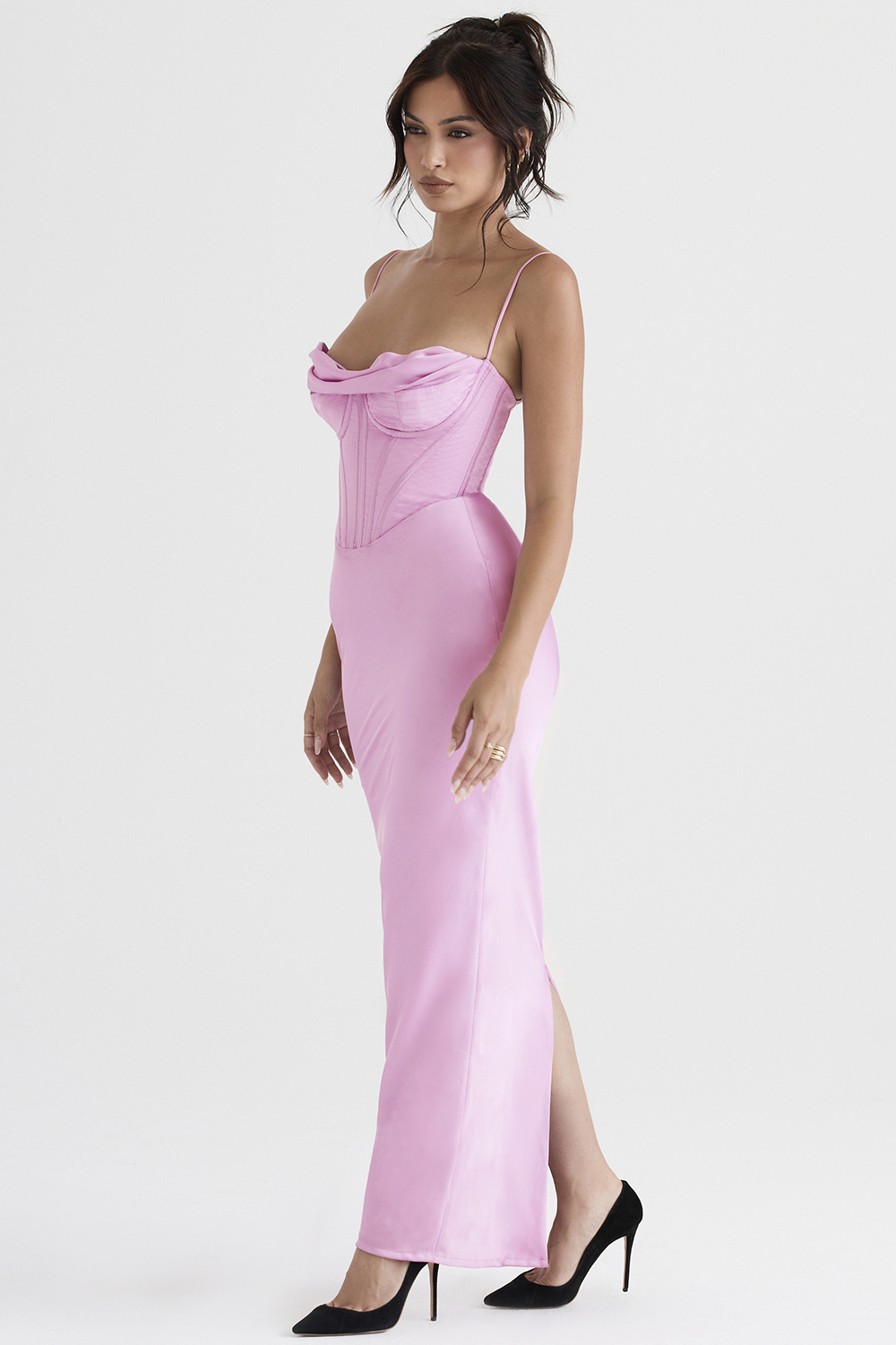 Charmaine Pink Corset Maxi Dress