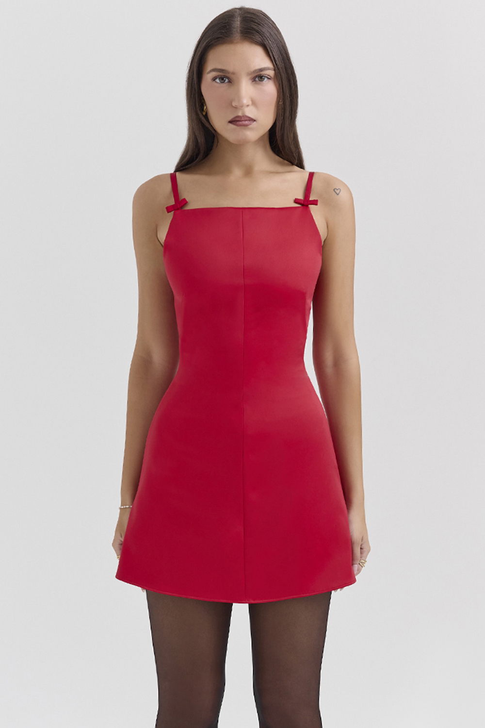 Dainty Scarlet Square Neck A-Line Mini Dress - SALE