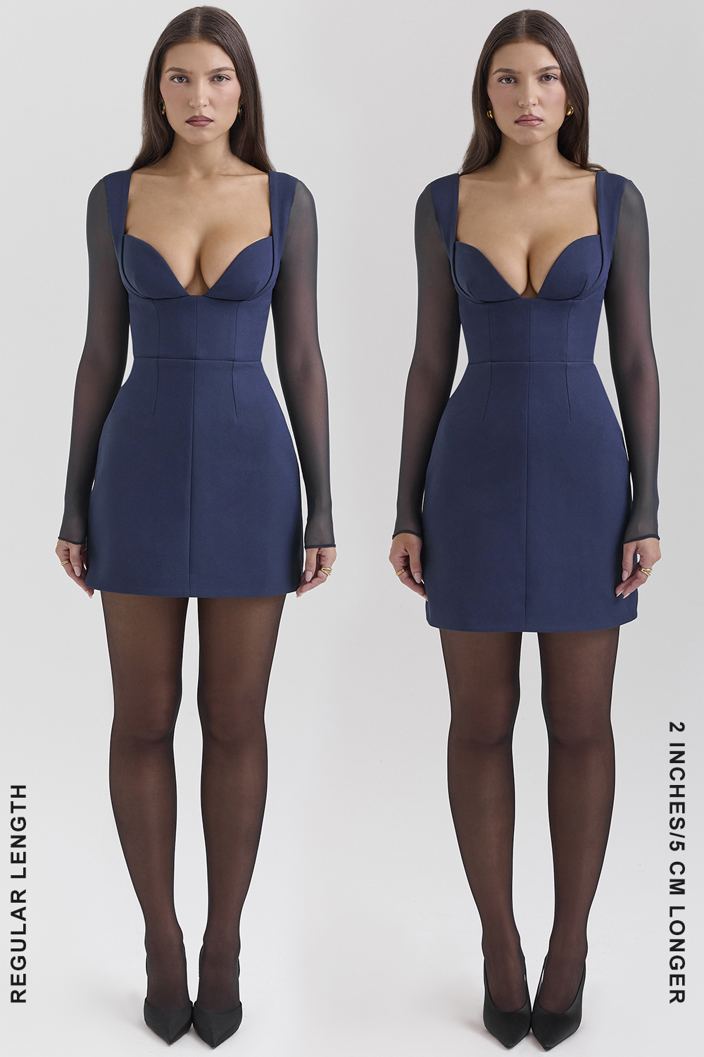 Angelie Midnight Stretch Crepe Plunge Mini Dress - SALE