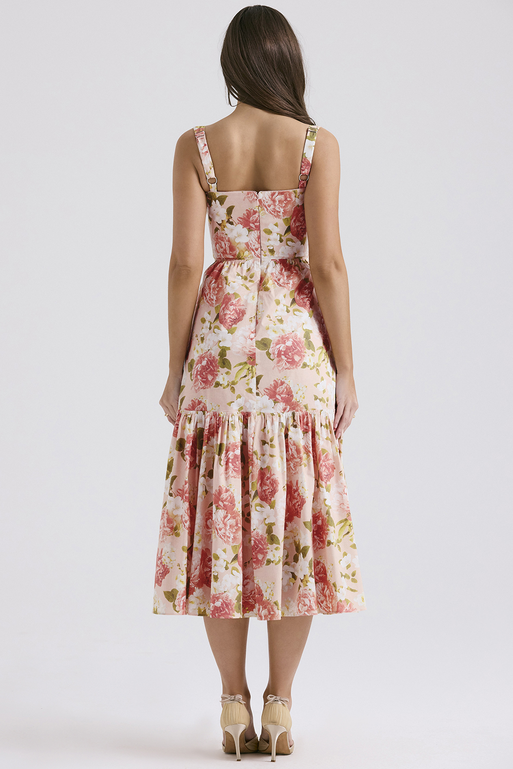 Elia Pink Peony Print Cotton Midi Sundress