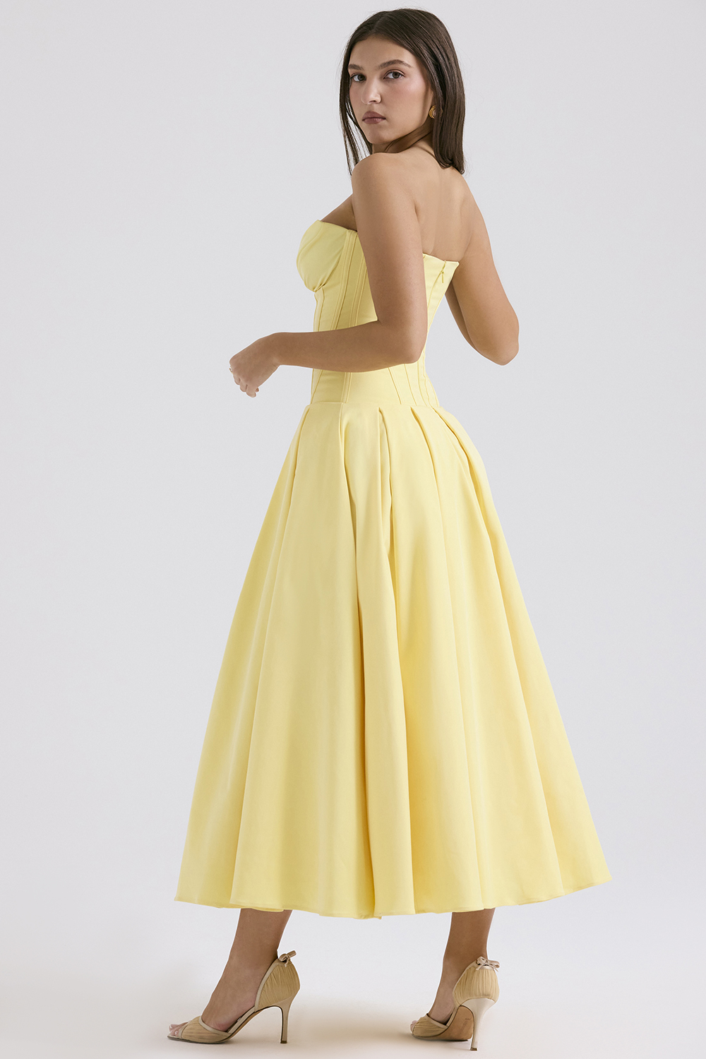 Lady Sunshine Strapless Tulle Midi Dress