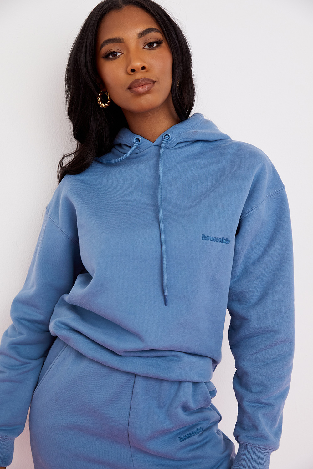 Halo Azure Cotton Fleece-Back Oversized Hoodie