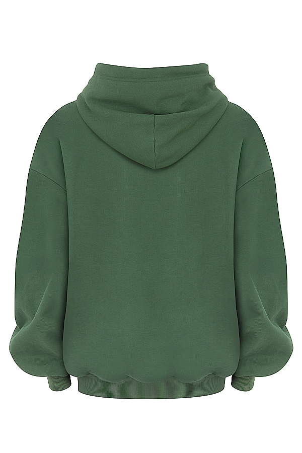 Halo Moss Cotton Fleece-Back Oversized Hoodie