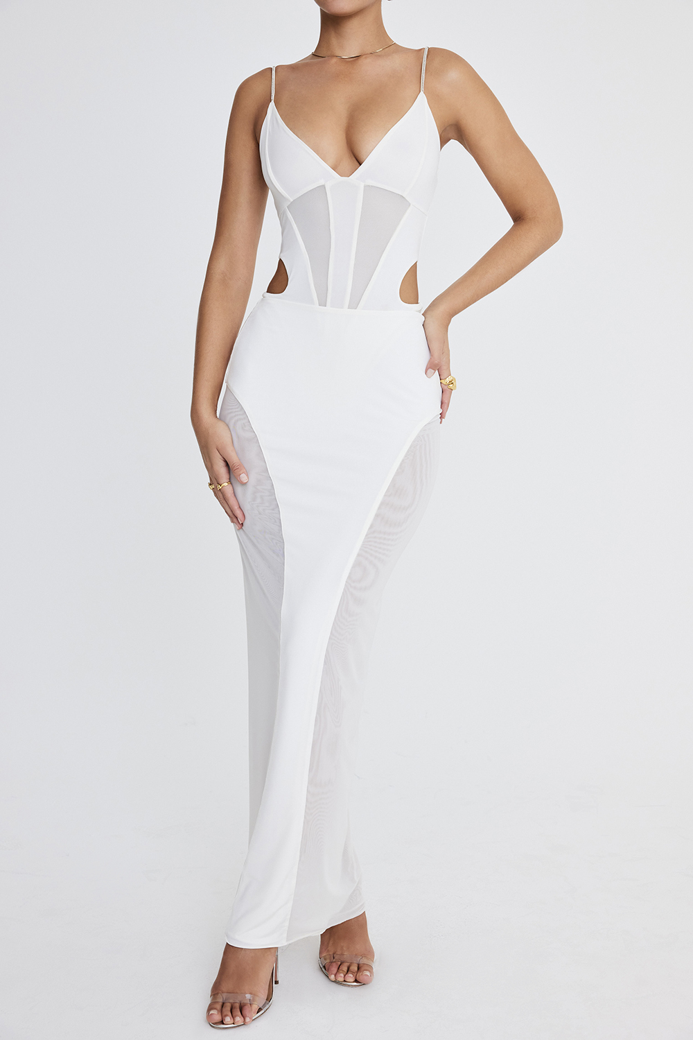 Mistress Rocks Ivory Panelled Maxi Skirt - SALE