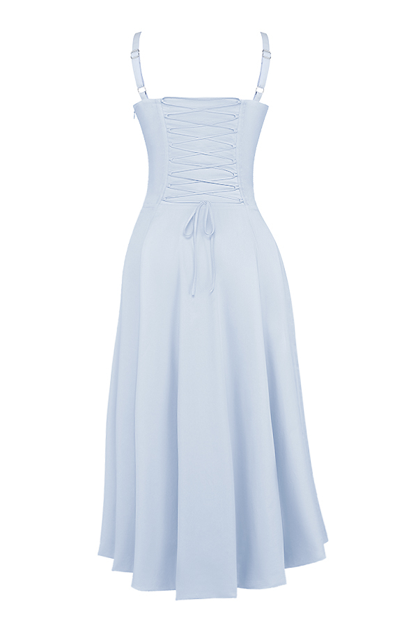 Carmen Soft Blue Cotton Bustier Sundress