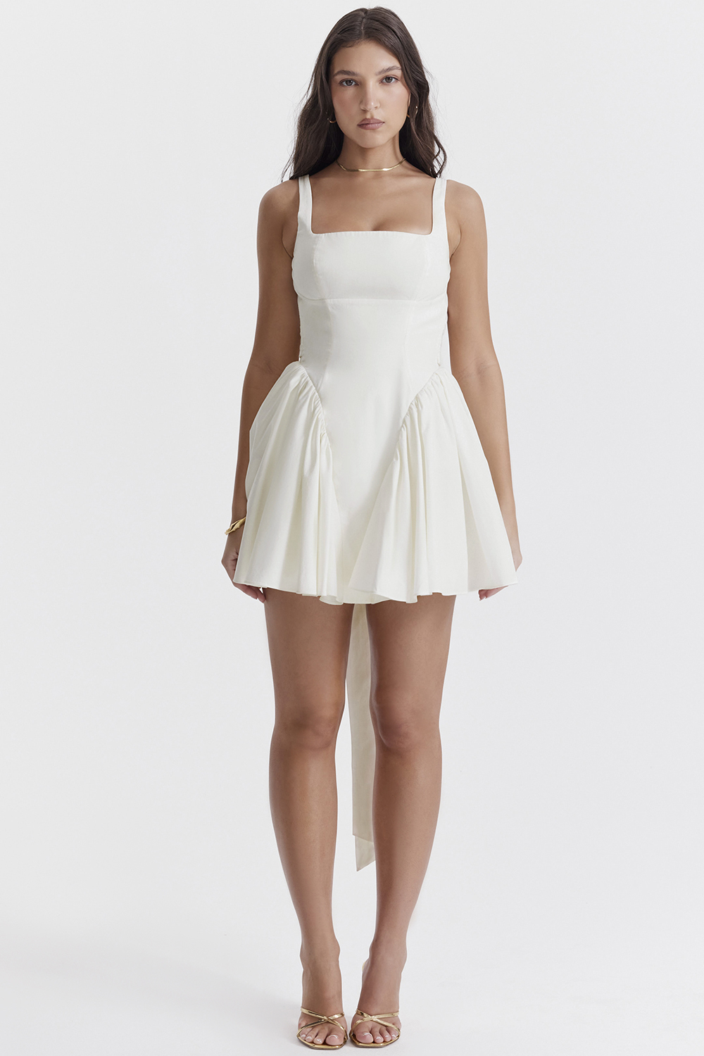 Florianne Ivory Cotton Bow Mini Dress