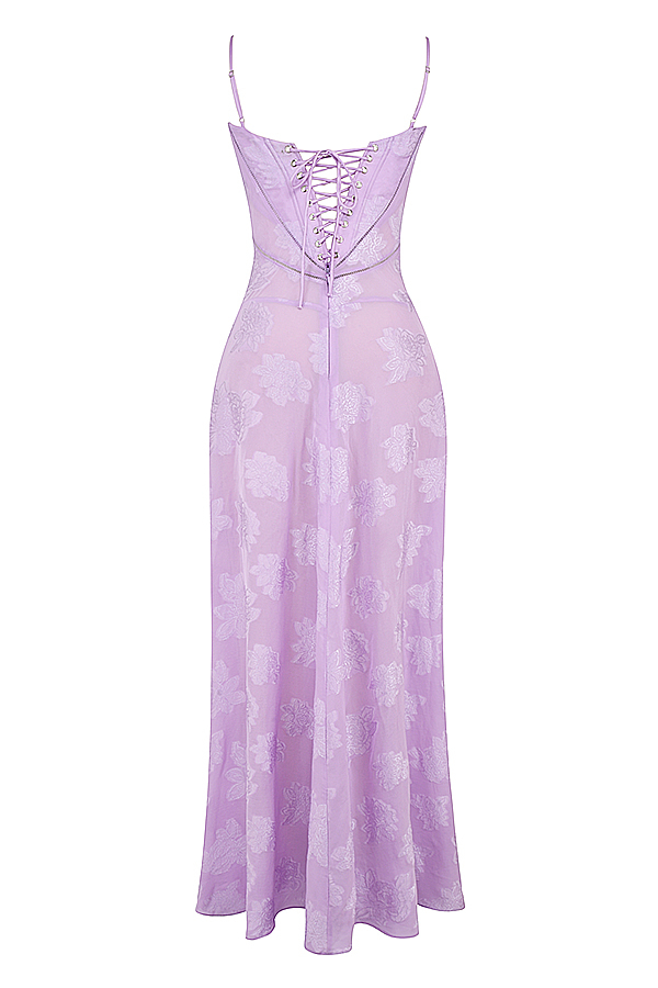Seren Orchid Floral Lace Back Maxi Dress