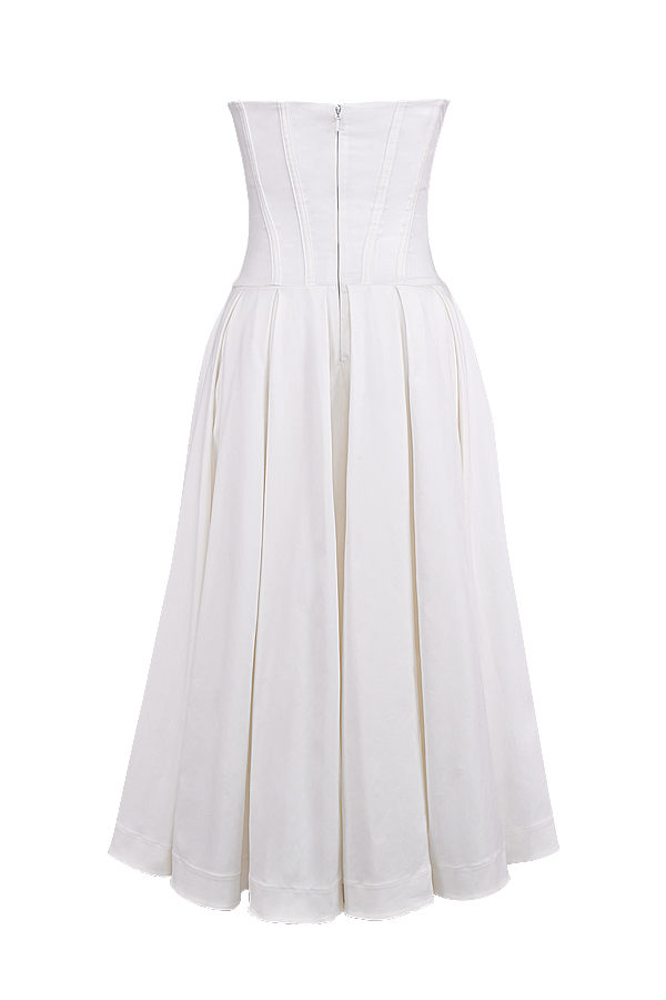 Lady White Strapless Midi Dress