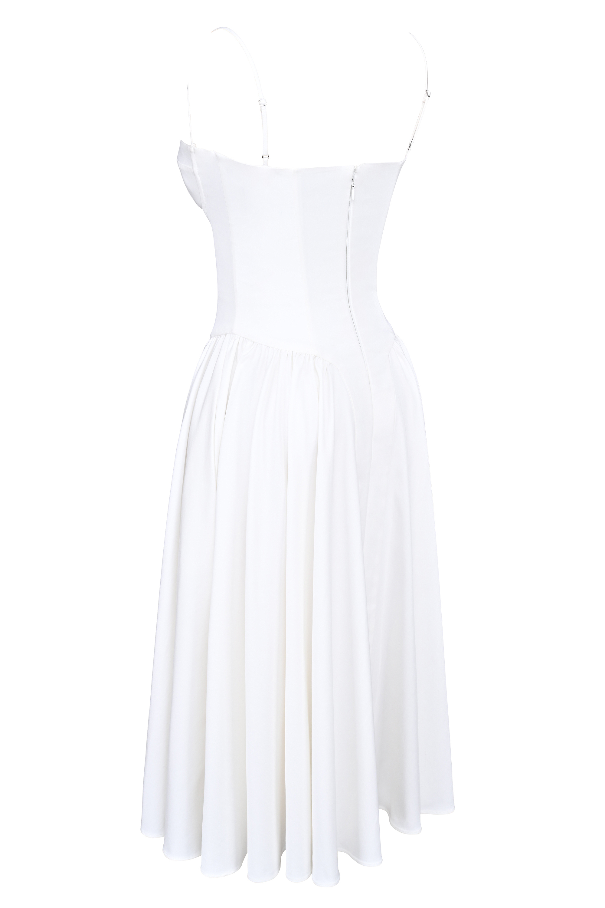 Samaria White Corset Midi Dress