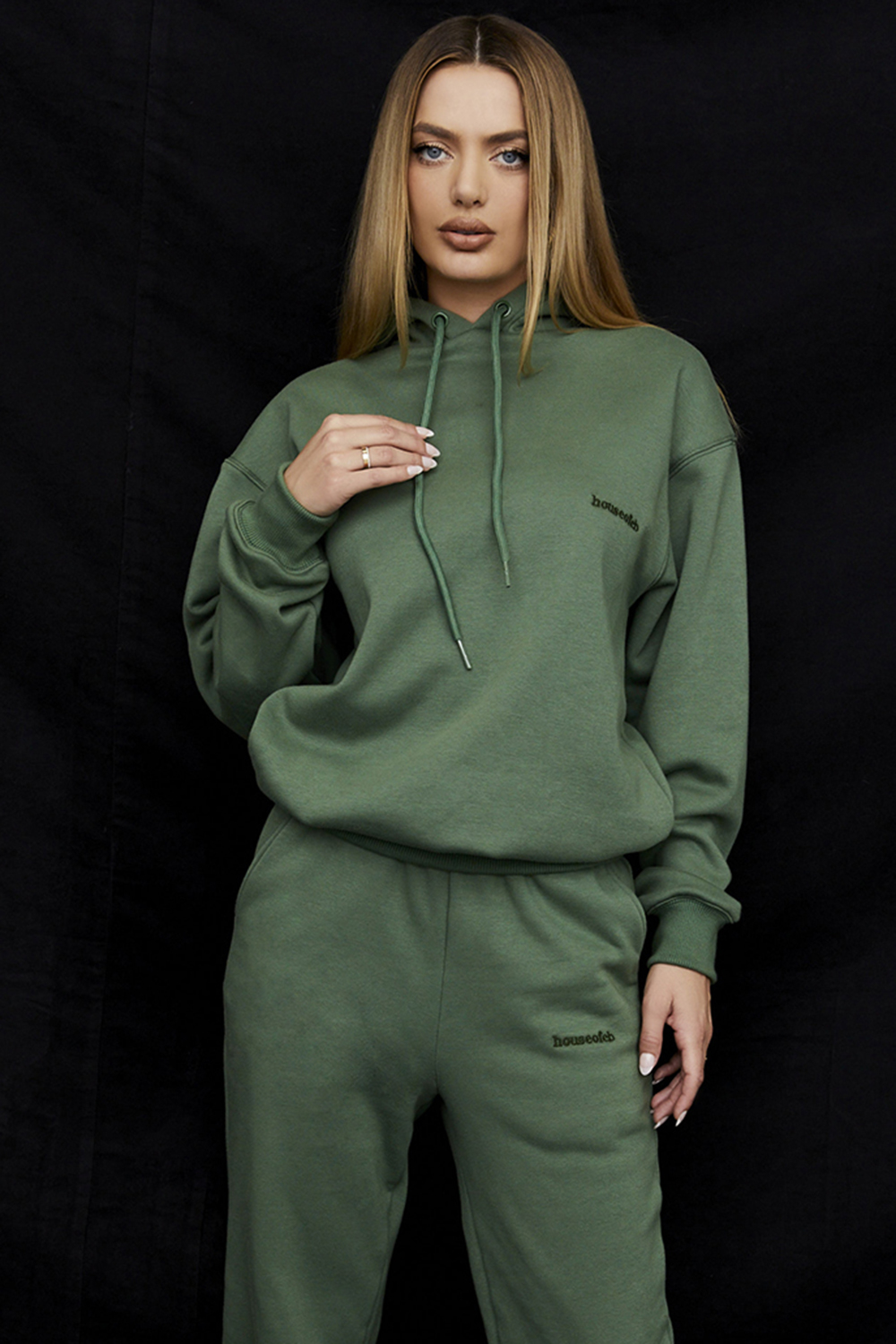 Halo Moss Cotton Fleece-Back Oversized Hoodie