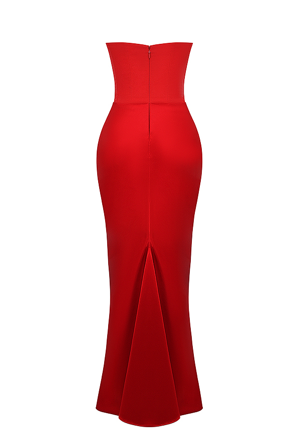 Persephone Scarlet Strapless Corset Maxi Dress