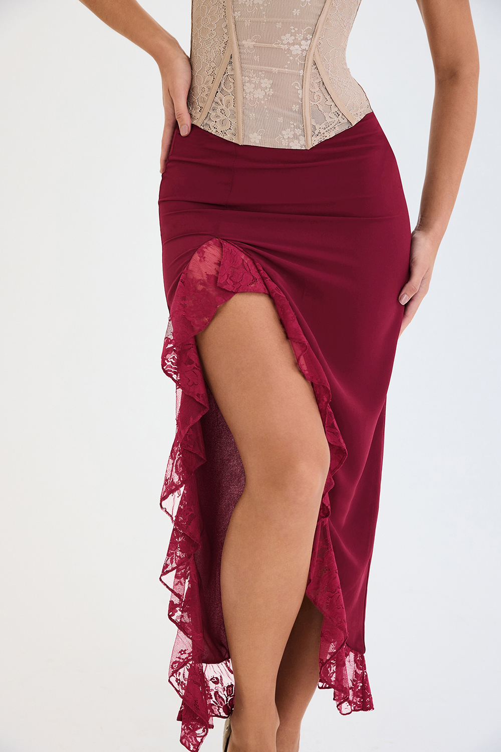 Mistress Rocks Mulberry Ruffle Maxi Skirt - SALE