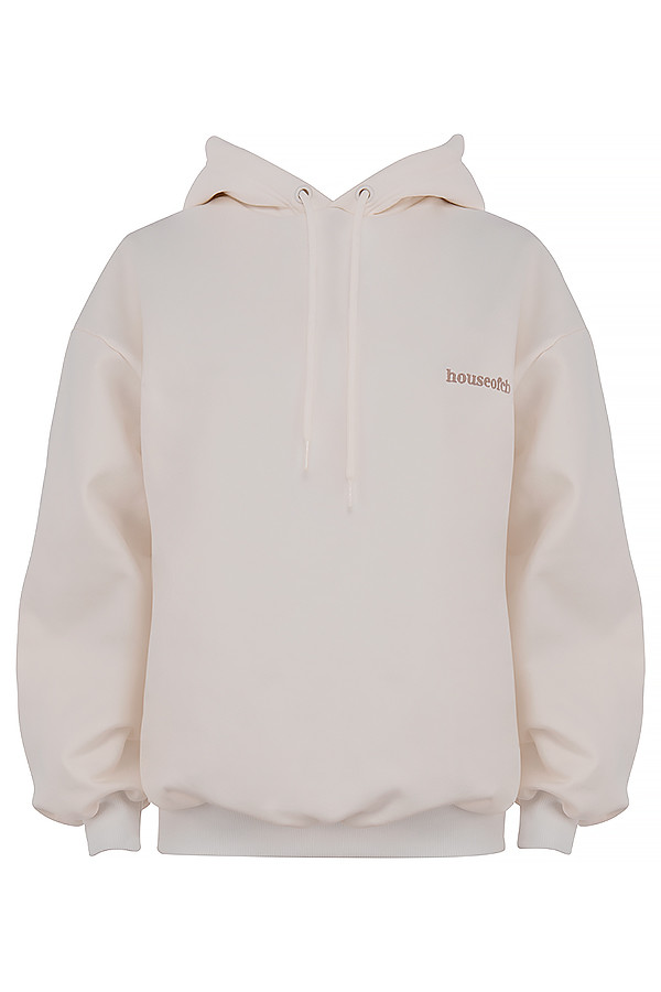 Halo Off White Cotton Fleece-Back Oversized Hoodie