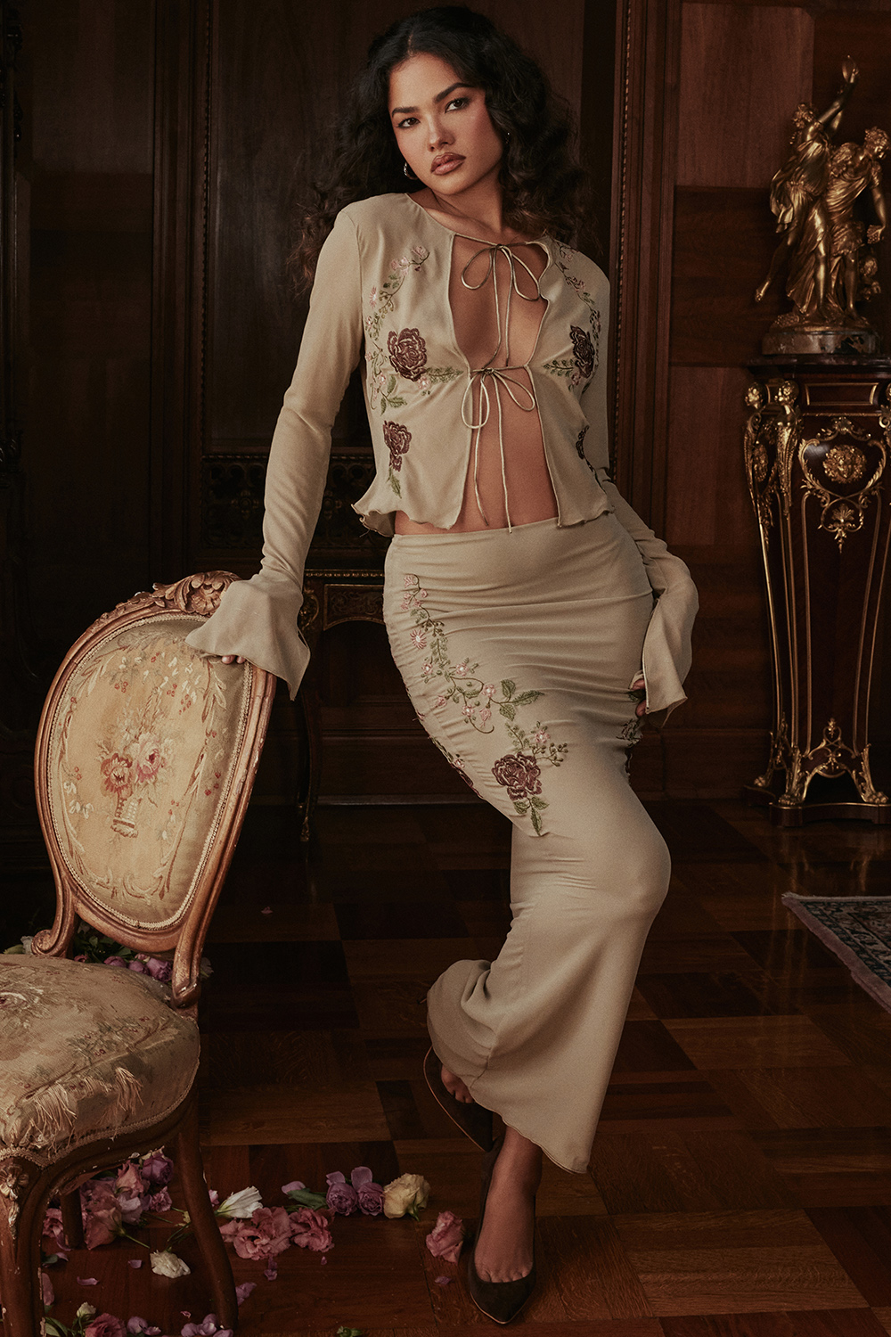 Lailah Artichoke Floral Maxi Skirt