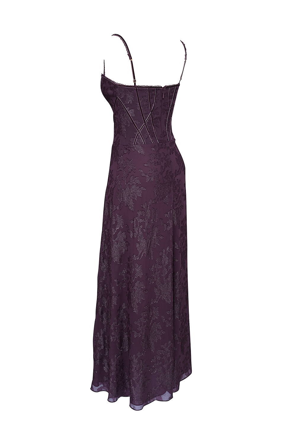 Esme Grape Lurex Chiffon Maxi Dress